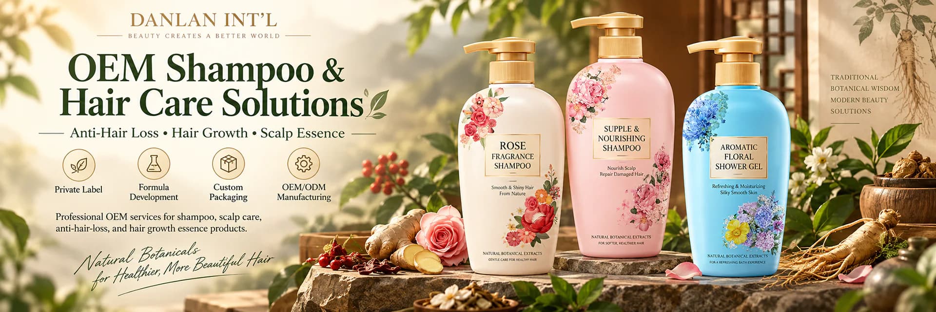 Private label shampoo and hair care packaging for OEM manufacturing