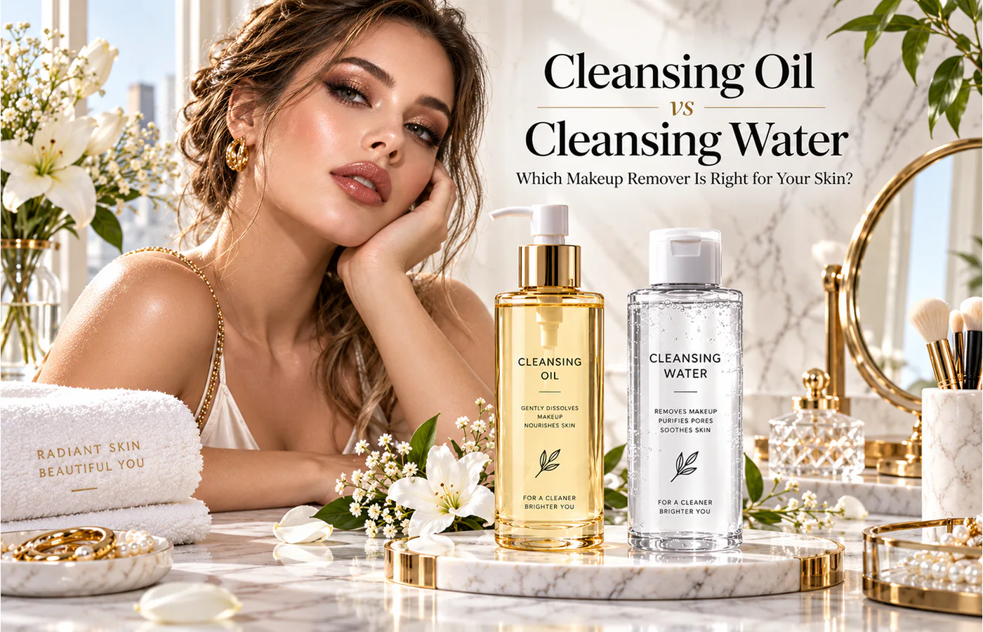 Micellar water vs cleansing oil comparison for makeup removal and private label skincare