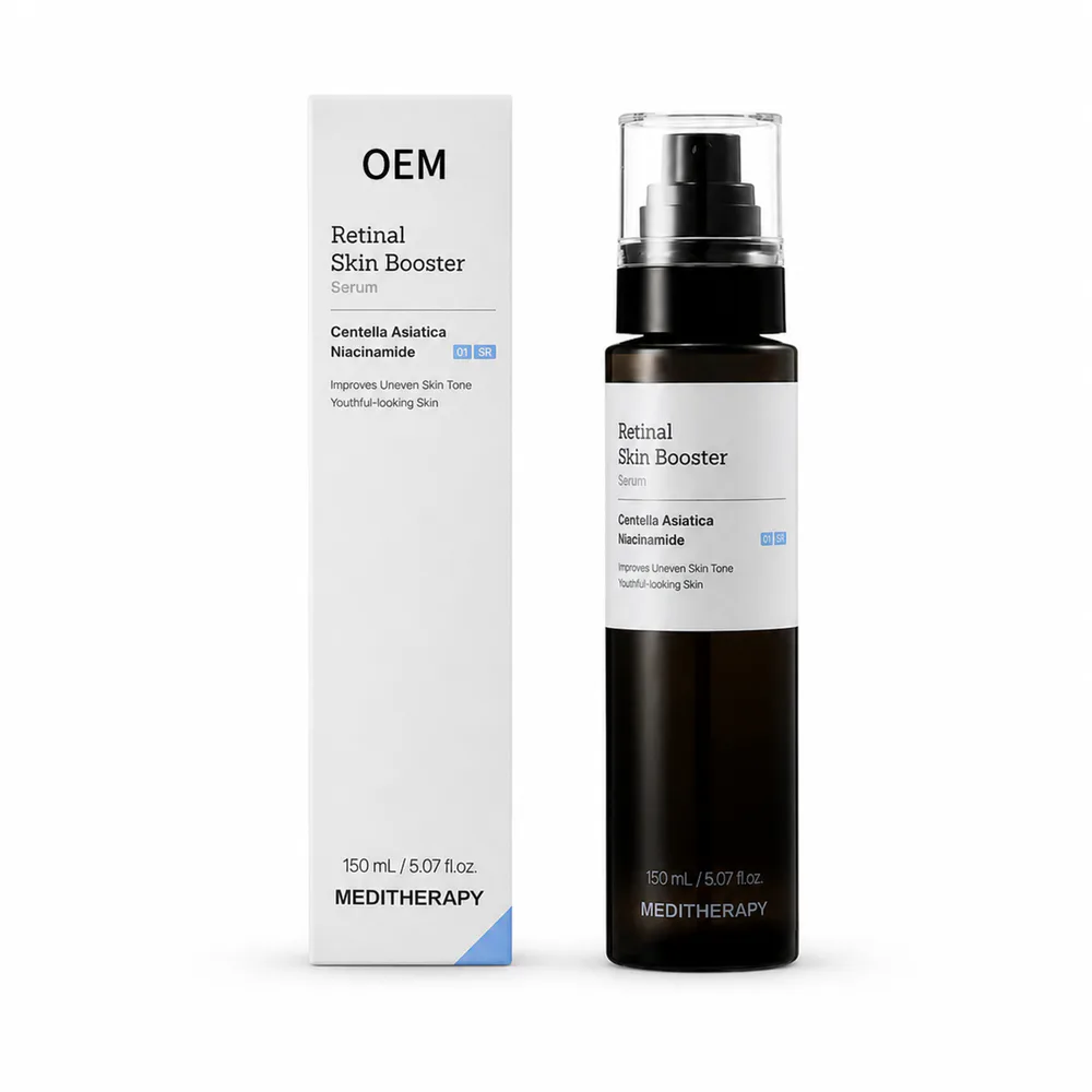 Retinal Skin Booster private label serum product packaging on a white background