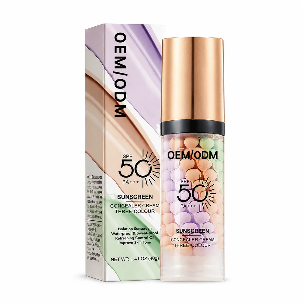 SPF 50 Sunscreen Spray private label face cream product packaging on a white background
