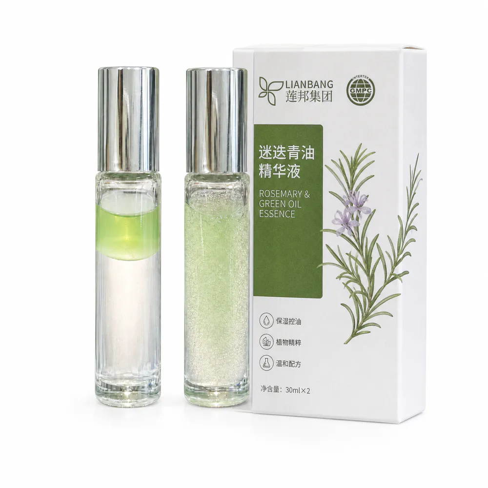 Rosemary and Green Oil Essence Duo private label product on a white background