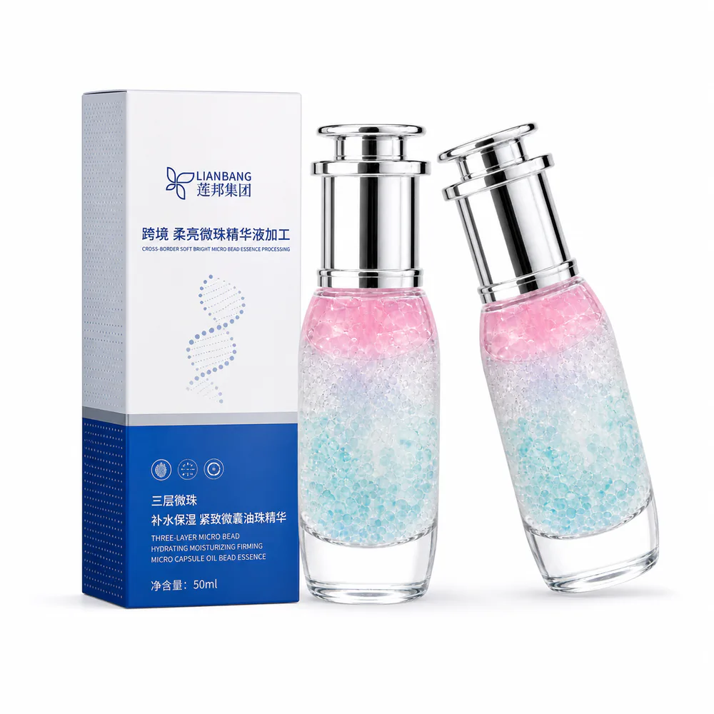 Triple-Layer Microbead Facial Serum private label product on a white background