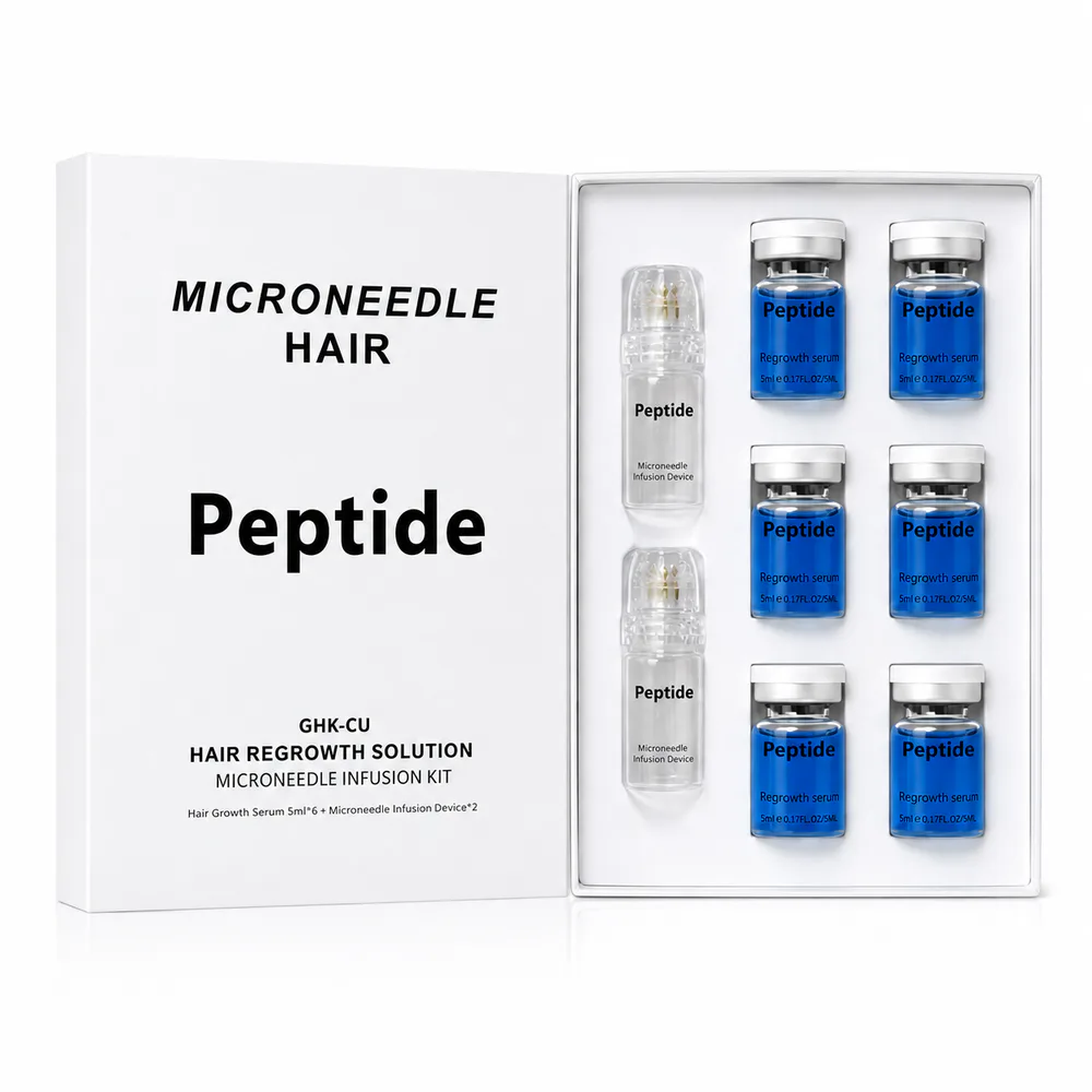 GHK-Cu Copper Peptide Hair Microneedling Kit private label product on a white background