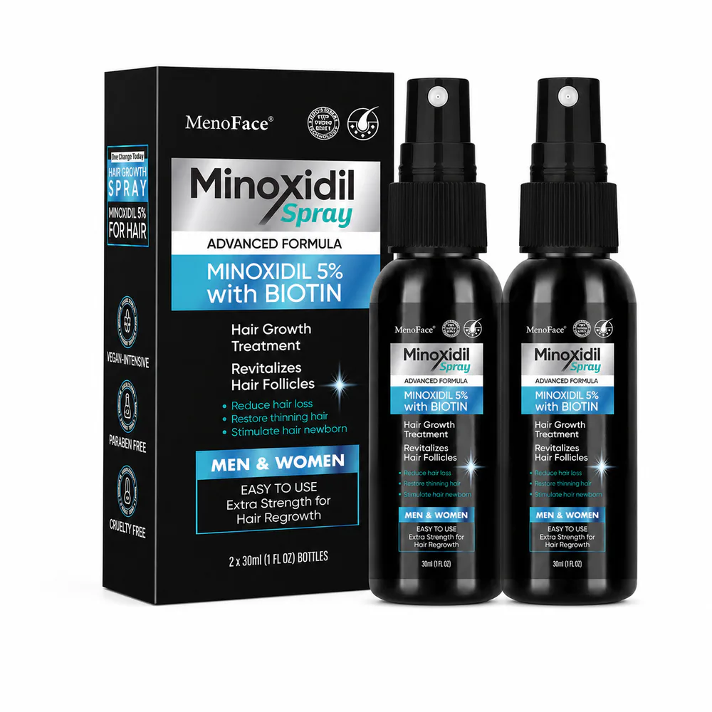 5% Minoxidil Hair Growth Spray Set private label product on a white background